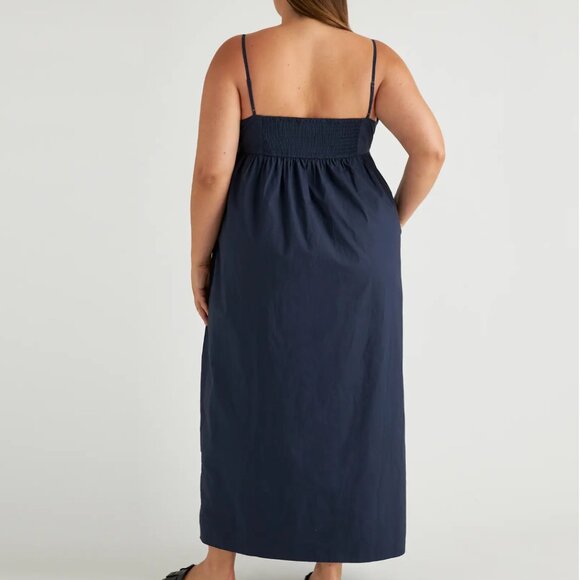 Quince - 100% Organic Cotton Sleeveless Maxi Dress in Navy - Picture 3 of 9
